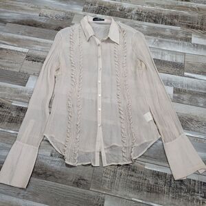 Day Birger et Mikkelsen Sheer Silk Button-up Long Sleeve Blouse Size 38/M